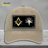 Free Mason OES Novelty License Plate Hat Unconstructed Cotton / Khaki