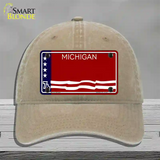 Michigan Bicentennial 76 State Blank Novelty License Plate Hat Unconstructed Cotton / Khaki