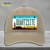 Quartzsite Arizona State Background Novelty License Plate Hat Unconstructed Cotton / Khaki