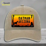 Oatman Arizona Scenic Background Novelty License Plate Hat Unconstructed Cotton / Khaki