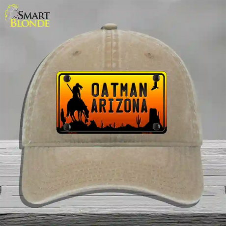 Oatman End Of Trail Arizona Scenic Background Novelty License Plate Hat Unconstructed Cotton / Khaki