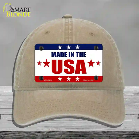 Made in the USA Novelty License Plate Hat Unconstructed Cotton / Khaki