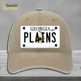 Plains Georgia Novelty License Plate Hat Unconstructed Cotton / Khaki