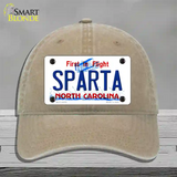 Sparta North Carolina Novelty License Plate Hat Unconstructed Cotton / Khaki