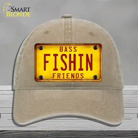 Fishin Friends Novelty License Plate Hat Unconstructed Cotton / Khaki