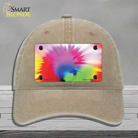 Pink Tie-Dye Novelty License Plate Hat Unconstructed Cotton / Khaki