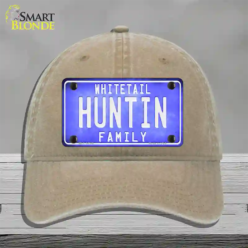 Huntin Family Novelty License Plate Hat Unconstructed Cotton / Khaki