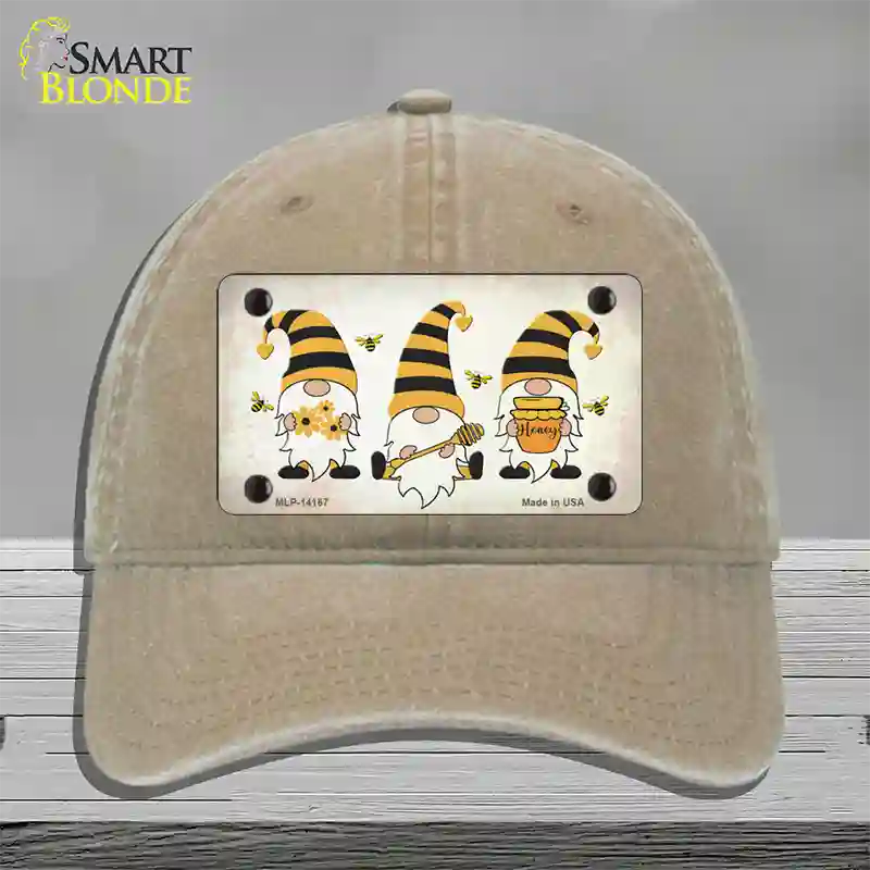 Gnomes Honeybees Novelty License Plate Hat Unconstructed Cotton / Khaki