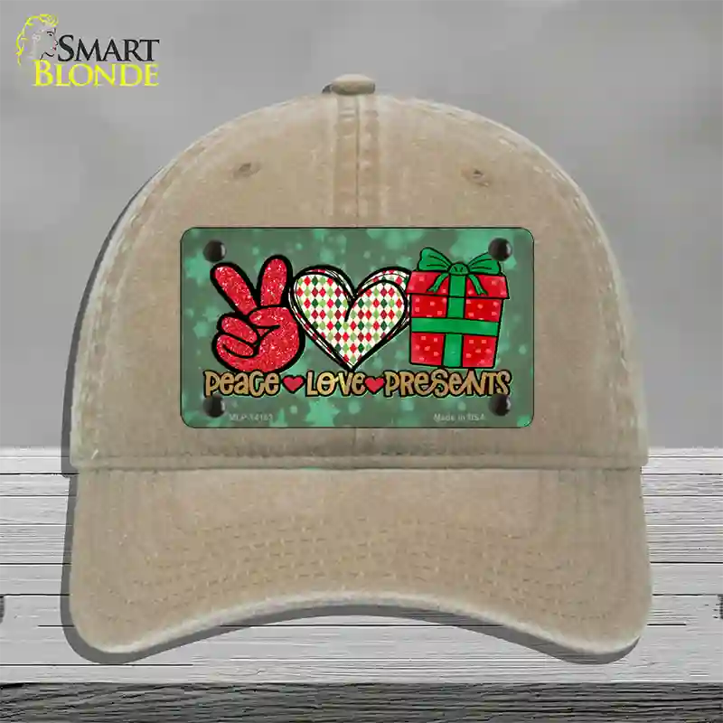 Peace Love Presents Novelty License Plate Hat Unconstructed Cotton / Khaki