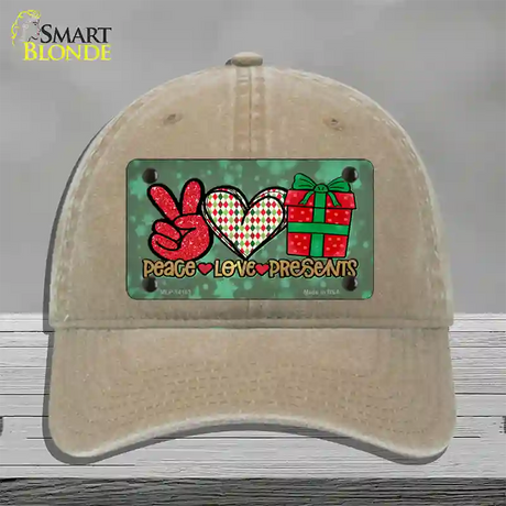 Peace Love Presents Novelty License Plate Hat Unconstructed Cotton / Khaki