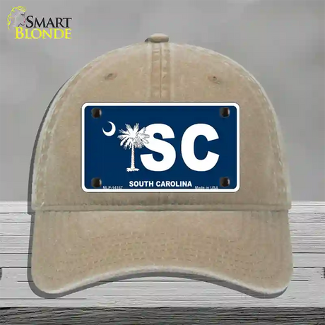 SC South Carolina Flag Novelty License Plate Hat Unconstructed Cotton / Khaki