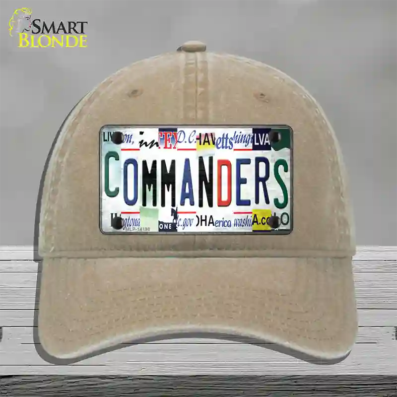 Commanders Strip Art Novelty License Plate Hat Unconstructed Cotton / Khaki