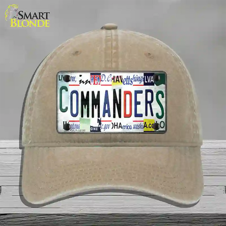 Commanders Strip Art Novelty License Plate Hat Unconstructed Cotton / Khaki