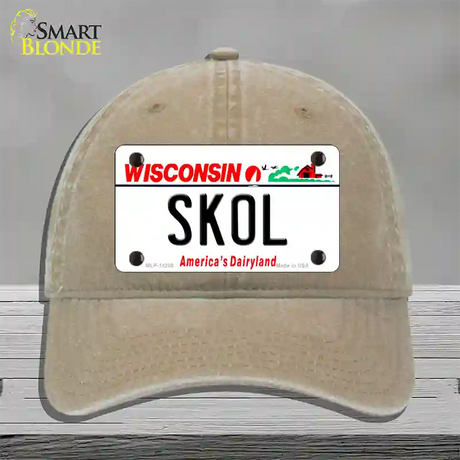 Skol Wisconsin Novelty License Plate Hat Unconstructed Cotton / Khaki