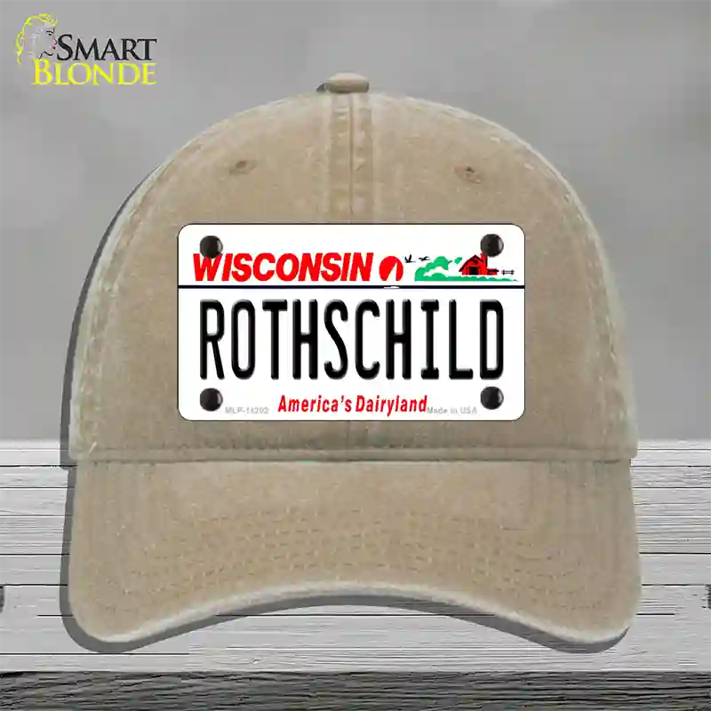 Rothschild Wisconsin Novelty License Plate Hat Unconstructed Cotton / Khaki