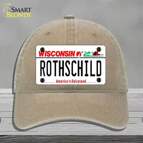 Rothschild Wisconsin Novelty License Plate Hat Unconstructed Cotton / Khaki