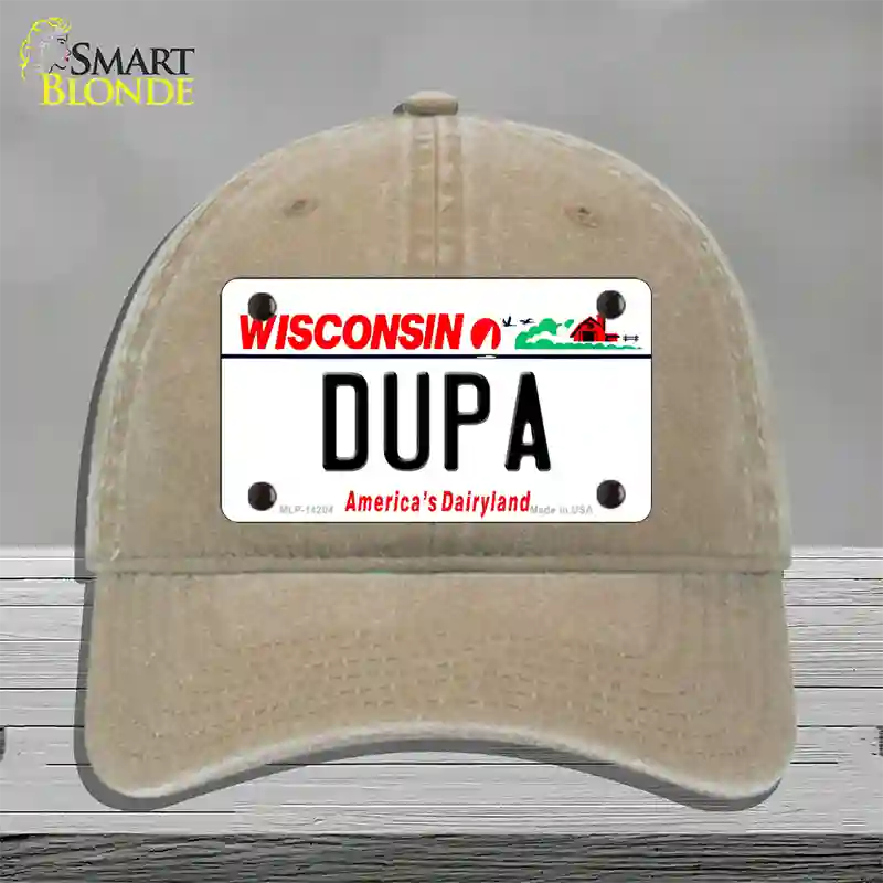 Dupa Wisconsin Novelty License Plate Hat Unconstructed Cotton / Khaki