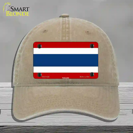 Thailand Flag Novelty License Plate Hat Unconstructed Cotton / Khaki