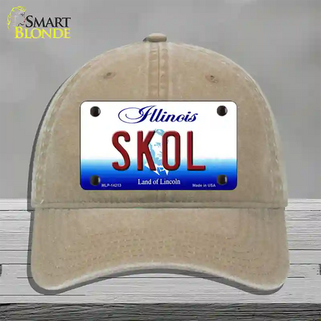 Skol Illinois Novelty License Plate Hat Unconstructed Cotton / Khaki