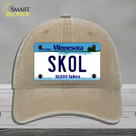 Skol Minnesota Novelty License Plate Hat Unconstructed Cotton / Khaki