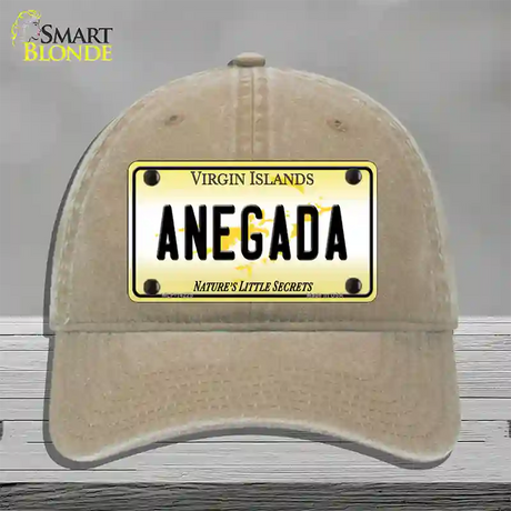 Virgin Islands Anegada Novelty License Plate Hat Unconstructed Cotton / Khaki