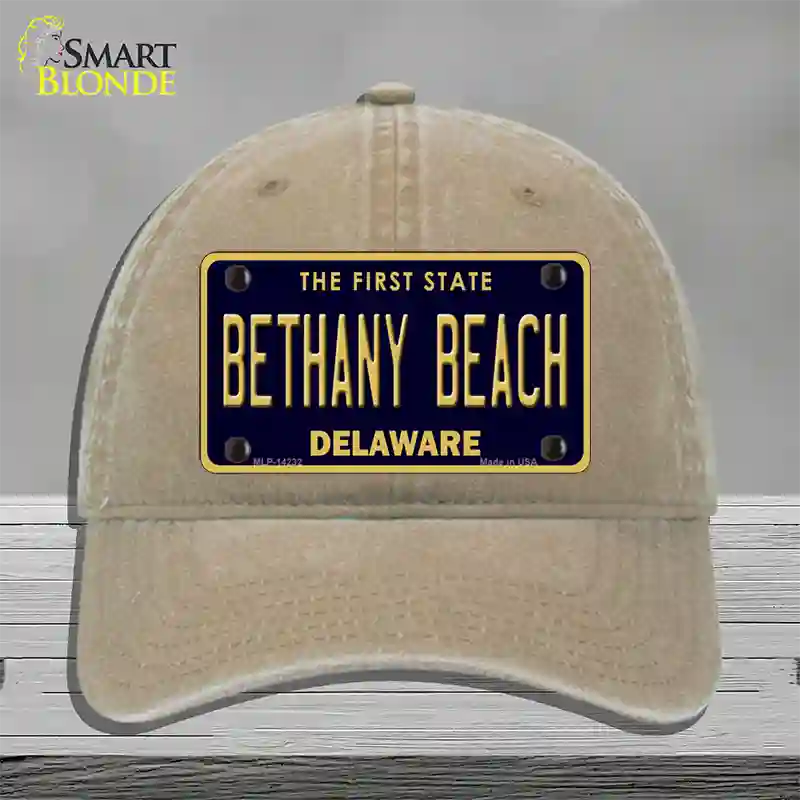 Bethany Beach Delaware Novelty License Plate Hat Unconstructed Cotton / Khaki