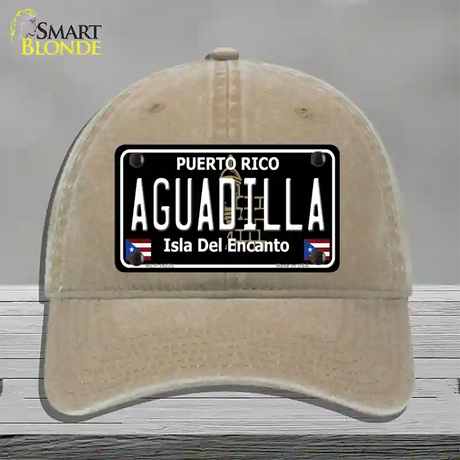 Aguadilla Puerto Rico Black Novelty License Plate Hat Unconstructed Cotton / Khaki