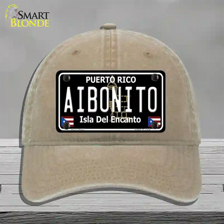 Aibonito Puerto Rico Black Novelty License Plate Hat Unconstructed Cotton / Khaki