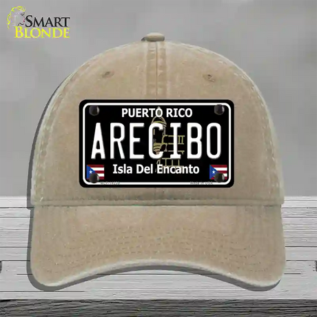 Arecibo Puerto Rico Black Novelty License Plate Hat Unconstructed Cotton / Khaki