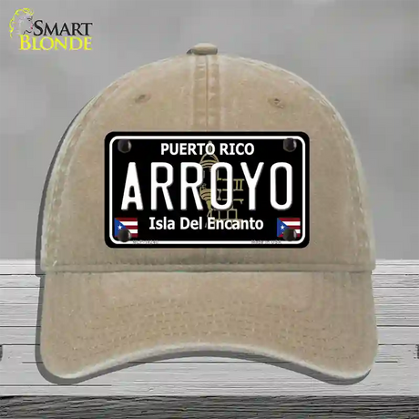 Arroyo Puerto Rico Black Novelty License Plate Hat Unconstructed Cotton / Khaki