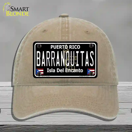 Barranquitas Puerto Rico Black Novelty License Plate Hat Unconstructed Cotton / Khaki