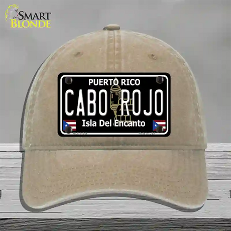 Cabo Rojo Puerto Rico Black Novelty License Plate Hat Unconstructed Cotton / Khaki