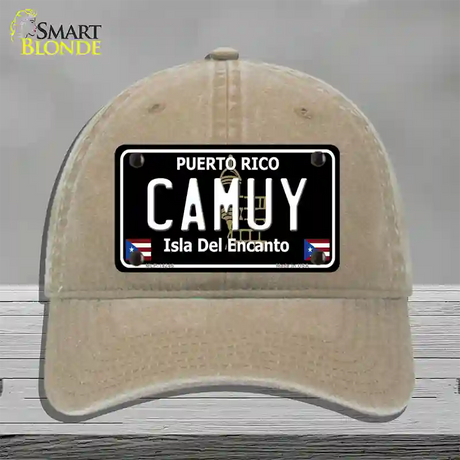 Camuy Puerto Rico Black Novelty License Plate Hat Unconstructed Cotton / Khaki