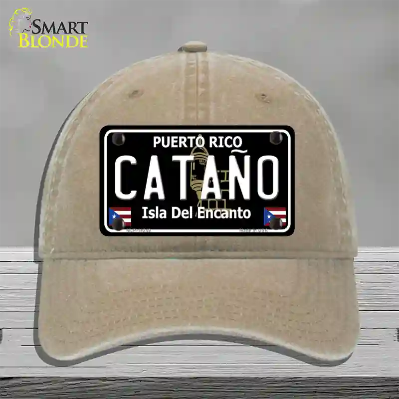 Catano Puerto Rico Black Novelty License Plate Hat Unconstructed Cotton / Khaki