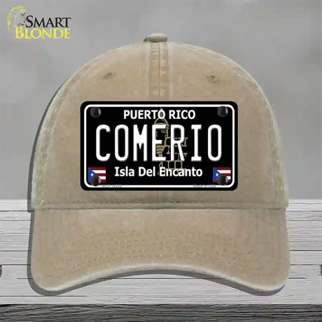 Comerio Puerto Rico Black Novelty License Plate Hat Unconstructed Cotton / Khaki