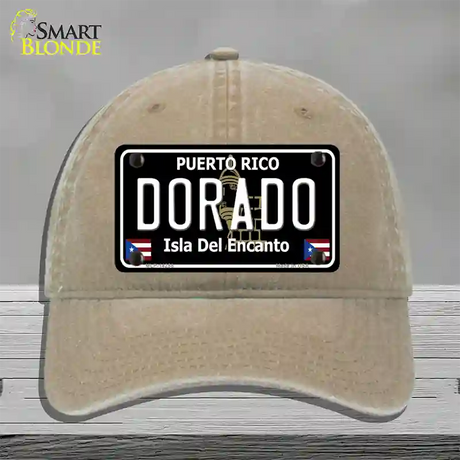 Dorado Puerto Rico Black Novelty License Plate Hat Unconstructed Cotton / Khaki