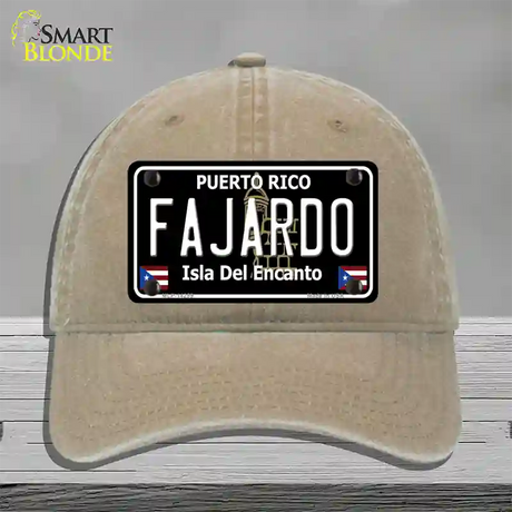 Fajardo Puerto Rico Black Novelty License Plate Hat Unconstructed Cotton / Khaki