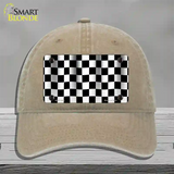 Waving Checkered Flag Novelty License Plate Hat Unconstructed Cotton / Khaki