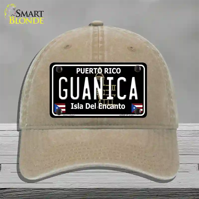 Guanica Puerto Rico Black Novelty License Plate Hat Unconstructed Cotton / Khaki