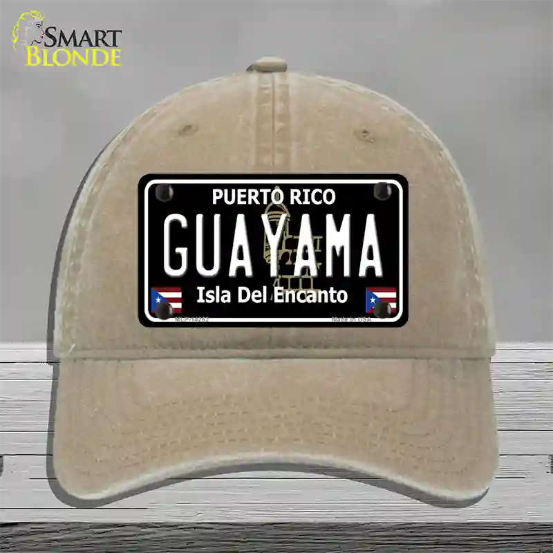 Guayama Puerto Rico Black Novelty License Plate Hat Unconstructed Cotton / Khaki