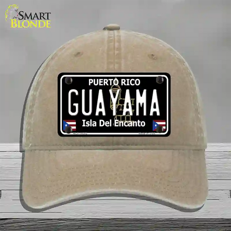 Guayama Puerto Rico Black Novelty License Plate Hat Unconstructed Cotton / Khaki