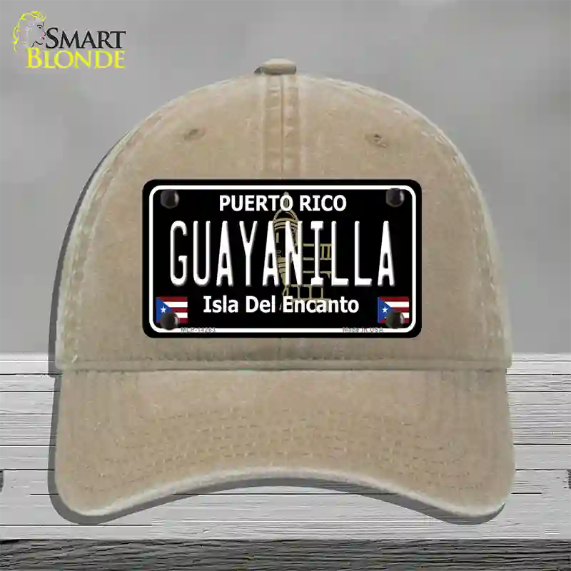 Guayanilla Puerto Rico Black Novelty License Plate Hat Unconstructed Cotton / Khaki