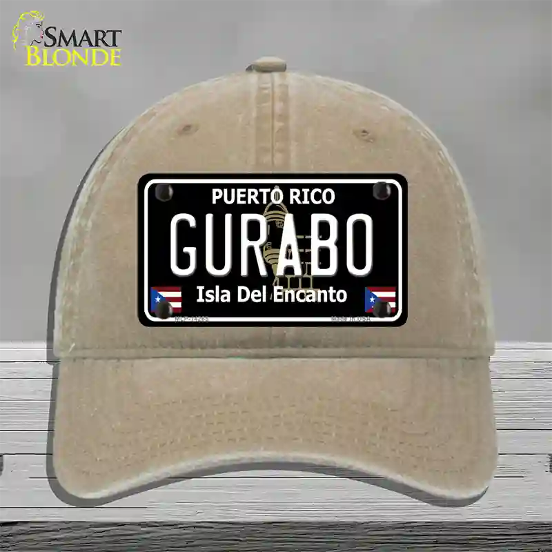 Gurabo Puerto Rico Black Novelty License Plate Hat Unconstructed Cotton / Khaki