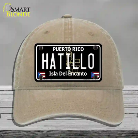 Hatillo Puerto Rico Black Novelty License Plate Hat Unconstructed Cotton / Khaki