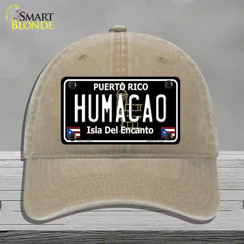 Humacao Puerto Rico Black Novelty License Plate Hat Unconstructed Cotton / Khaki