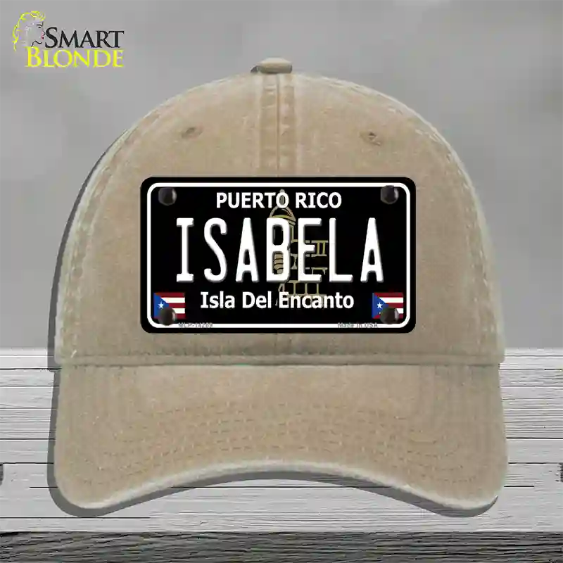 Isabela Puerto Rico Black Novelty License Plate Hat Unconstructed Cotton / Khaki