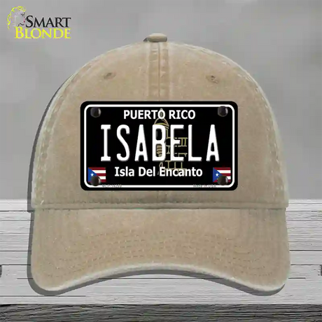 Isabela Puerto Rico Black Novelty License Plate Hat Unconstructed Cotton / Khaki