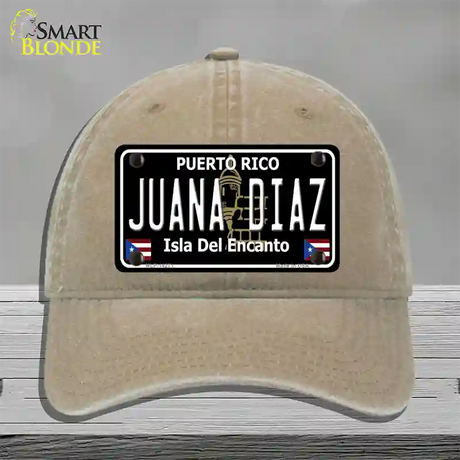 Juana Diaz Puerto Rico Black Novelty License Plate Hat Unconstructed Cotton / Khaki