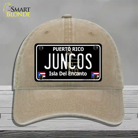 Juncos Puerto Rico Black Novelty License Plate Hat Unconstructed Cotton / Khaki