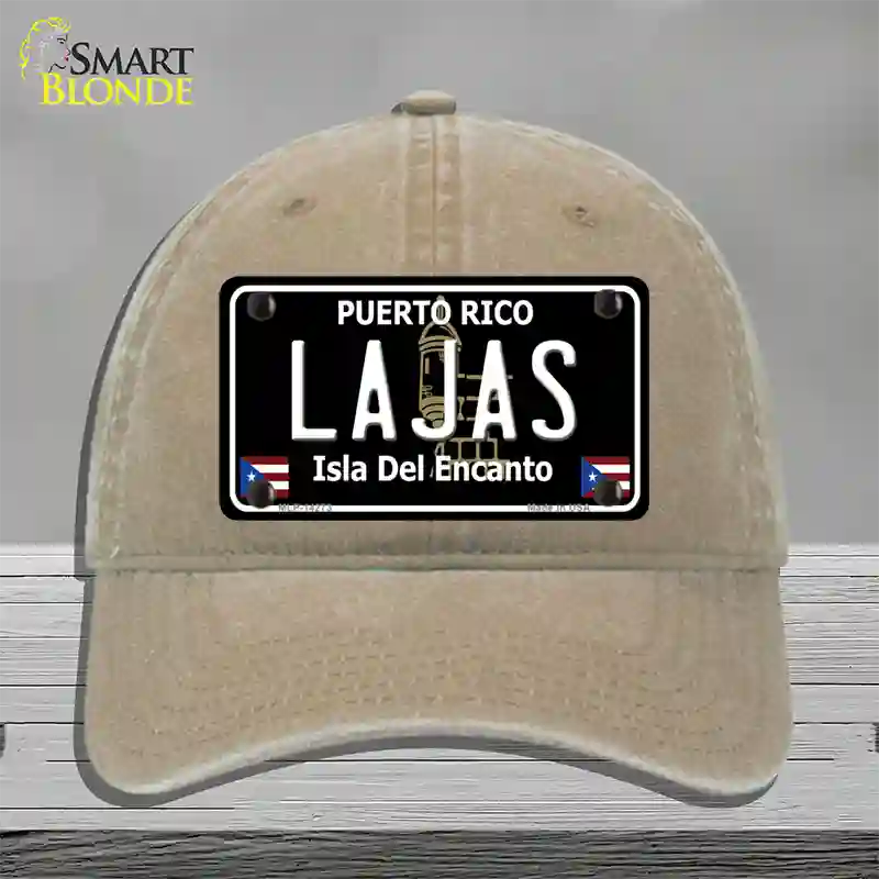 Lajas Puerto Rico Black Novelty License Plate Hat Unconstructed Cotton / Khaki